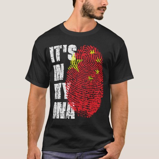 私のDNA中国フラグ男の子のギフト中 Tシャツ (正面)