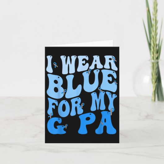 私のG Paのために青を身に着ける 青いリボン T1d 糖尿病A カード (正面)