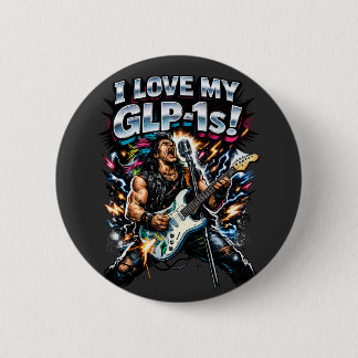 私のGLP-1が大好き! ロックギタリスト ネオン グラフィック 缶バッジ