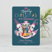 私のGnomiesのおもしろい家族の写真で最後のクリスマス シーズンカード (スタンド正面)