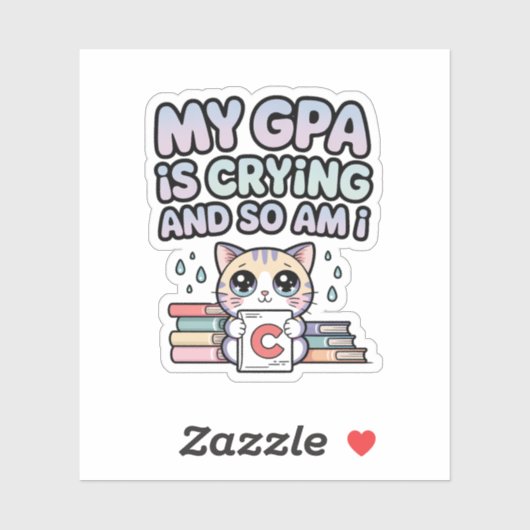 私のGPAが泣いてる、私も泣いてる - かわいい猫の学生 シール (シート)