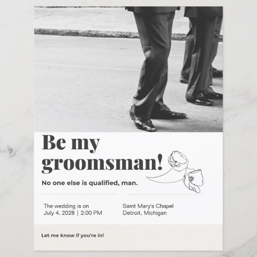 私のGroomsman 8.5インチx 11インチの紙シート (正面)