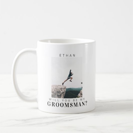 私のGroomsman Minimalist写真にモダンなる コーヒーマグカップ (左)
