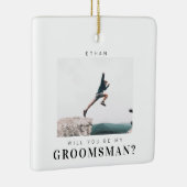 私のGroomsman Minimalist写真にモダンなる セラミックオーナメント (右)