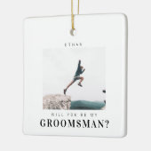 私のGroomsman Minimalist写真にモダンなる セラミックオーナメント (左)
