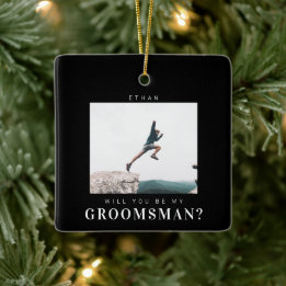 私のGroomsman Minimalist写真にモダンなる セラミックオーナメント