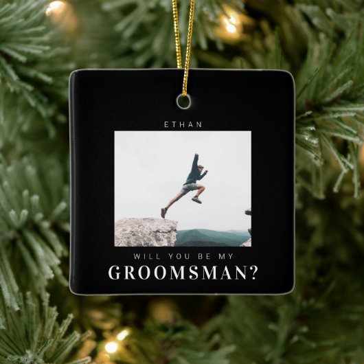 私のGroomsman Minimalist写真にモダンなる セラミックオーナメント (ツリー)