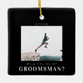 私のGroomsman Minimalist写真にモダンなる セラミックオーナメント (正面)