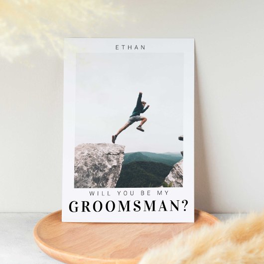 私のGroomsman Minimalist写真にモダンなる 招待状
