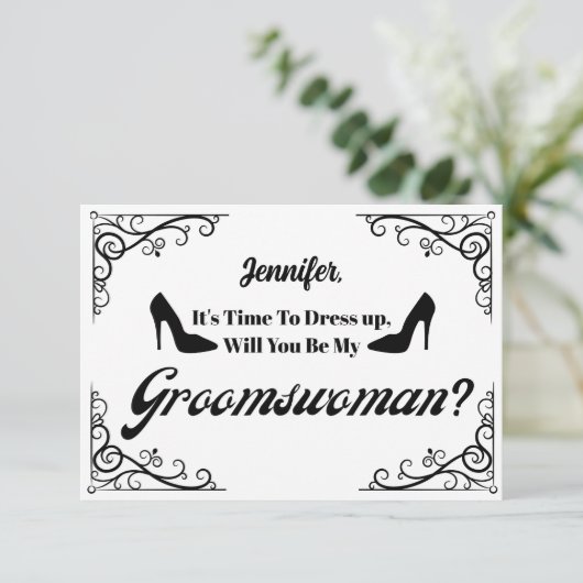 私のgroomswoman retroスクリプトの提案を行う 招待状 (スタンド正面)