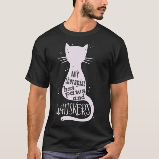 私のherapistは手とウィスカー猫の子猫ママW Tシャツ (正面)