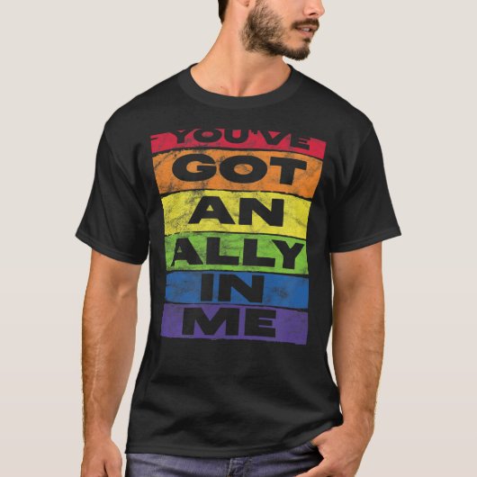 私のLGBTの得虹の旗のサポートに味方 Tシャツ (正面)