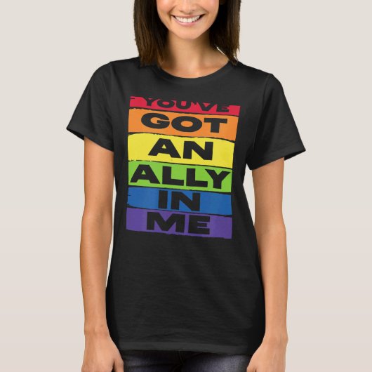 私のLGBTの得虹の旗のサポートに味方 Tシャツ (正面)