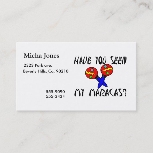 私のMaracas見られるあります 名刺 (正面)