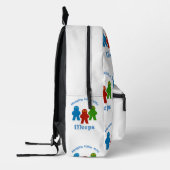 私のMeepsぶら下がったゲームのスローガンと プリントバックパック (左)