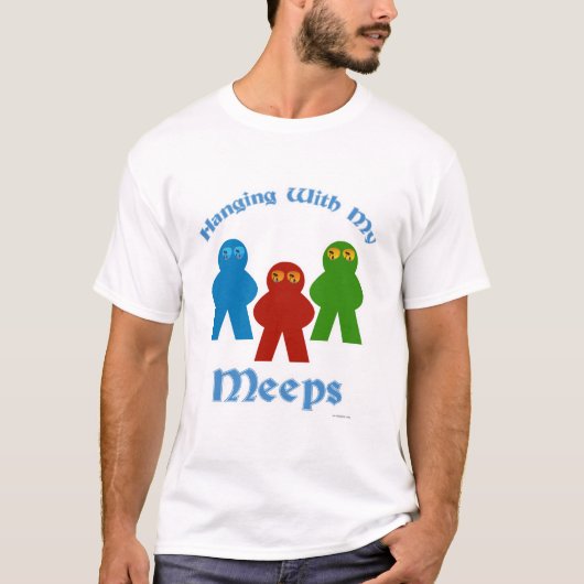私のMeepsぶら下がったゲームのスローガンと Tシャツ (正面)