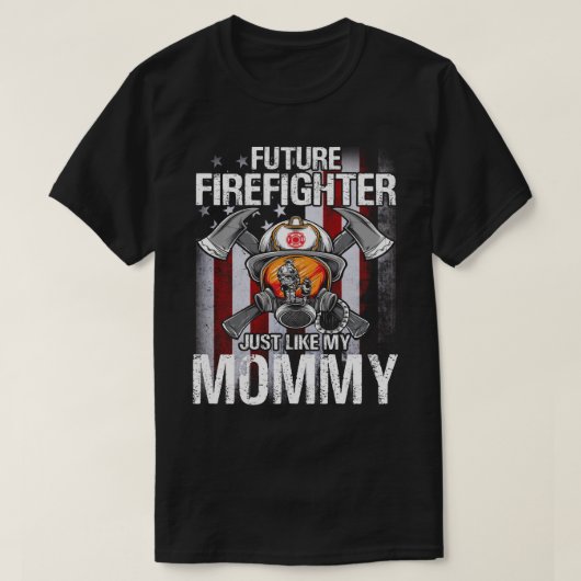 私のMOMMY USフラグのような将来の消防士 Tシャツ (デザイン正面)