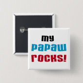 私のPapawはTシャツおよびギフトを揺すります 缶バッジ (正面&裏面)