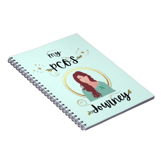 私のPCOSジャーニー多嚢胞性卵巣症候群ティール(緑がかった色) ノートブック (右側)