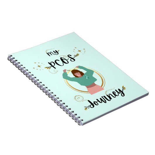 私のPCOSジャーニー多嚢胞性卵巣症候群ティール（緑がかった色）  ノートブック (右側)