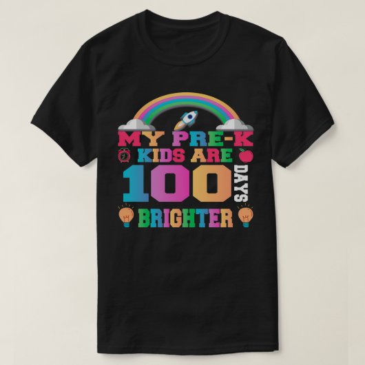 私のPrekの子供100の日より明るい Tシャツ (デザイン正面)