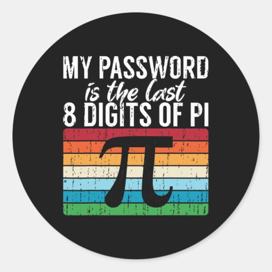 私のPwordはPi数学のPi日の最後の8桁であるVi ラウンドシール (正面)