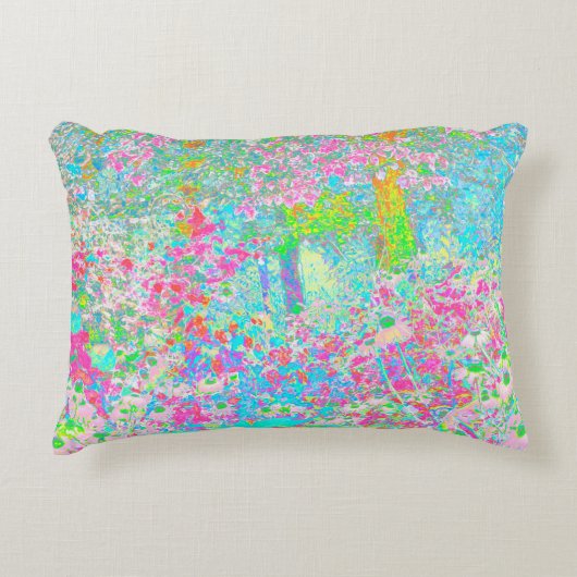私のRubio Gardenでアクアとホットピンクの日の出 アクセントクッション (正面)
