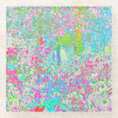 私のRubio Gardenでアクアとホットピンクの日の出 ガラスコースター (正面)