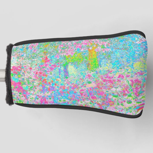 私のRubio Gardenでアクアとホットピンクの日の出 ゴルフヘッドカバー (正面)