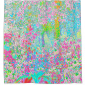 私のRubio Gardenでアクアとホットピンクの日の出 シャワーカーテン (正面)