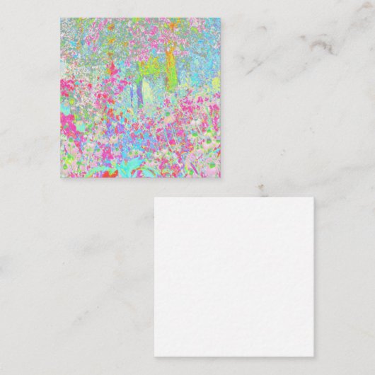 私のRubio Gardenでアクアとホットピンクの日の出 スクエア名刺 (正面/裏面)