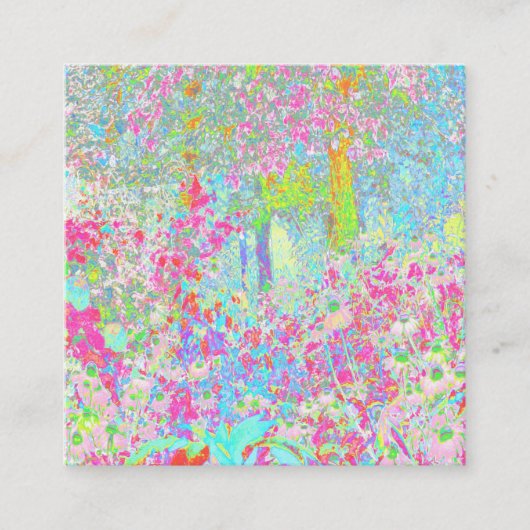 私のRubio Gardenでアクアとホットピンクの日の出 スクエア名刺 (正面)