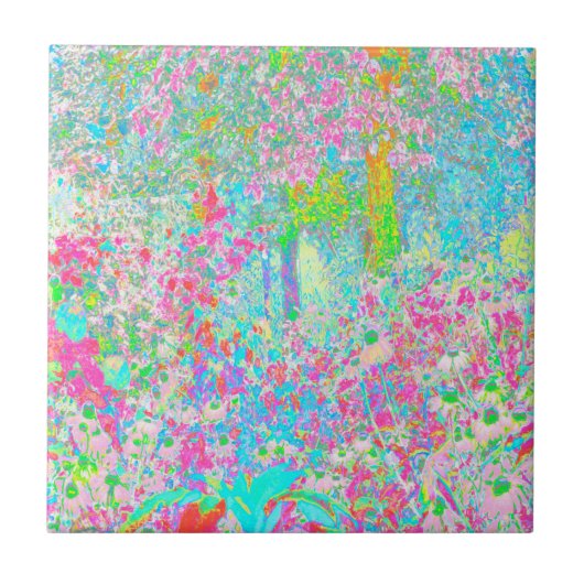 私のRubio Gardenでアクアとホットピンクの日の出 タイル (正面)