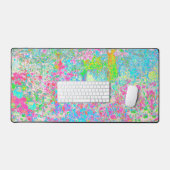 私のRubio Gardenでアクアとホットピンクの日の出 デスクマット (キーボード&マウス)