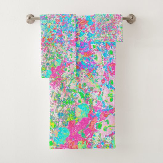 私のRubio Gardenでアクアとホットピンクの日の出 バスタオルセット (インサイチュ)