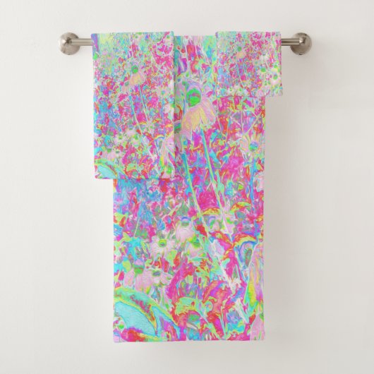 私のRubio Gardenでアクアとホットピンクの日の出 バスタオルセット (インサイチュ)