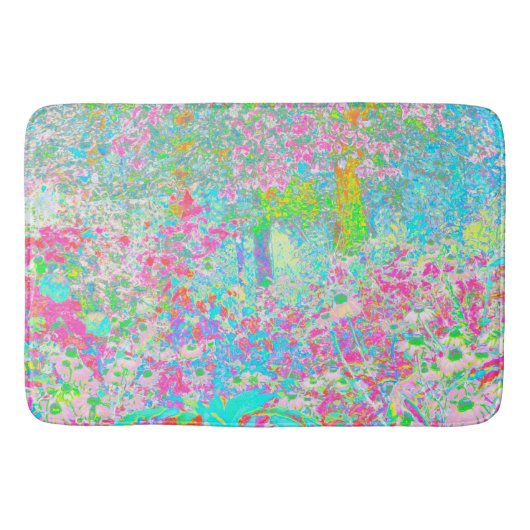 私のRubio Gardenでアクアとホットピンクの日の出 バスマット (正面)