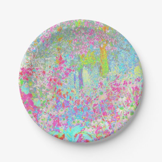 私のRubio Gardenでアクアとホットピンクの日の出 ペーパープレート (正面)