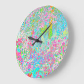 私のRubio Gardenでアクアとホットピンクの日の出 ラージ壁時計 (傾斜)