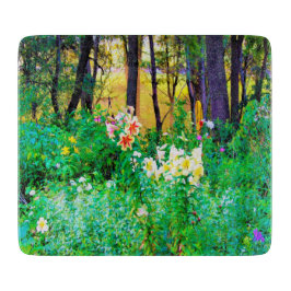 私のRubio Gardenでツリーリリーと明るい日の出 カッティングボード