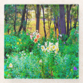 私のRubio Gardenでツリーリリーと明るい日の出 ガラスコースター (正面)