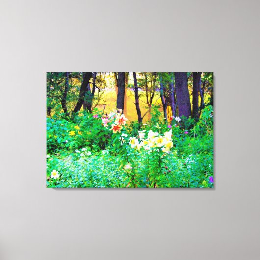 私のRubio Gardenでツリーリリーと明るい日の出 キャンバスプリント (正面)