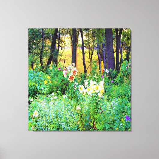 私のRubio Gardenでツリーリリーと明るい日の出 キャンバスプリント (正面)