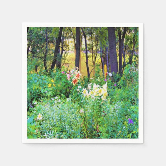 私のRubio Gardenでツリーリリーと明るい日の出 スタンダードカクテルナプキン (正面)