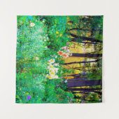 私のRubio Gardenでツリーリリーと明るい日の出 タペストリー (正面(横))