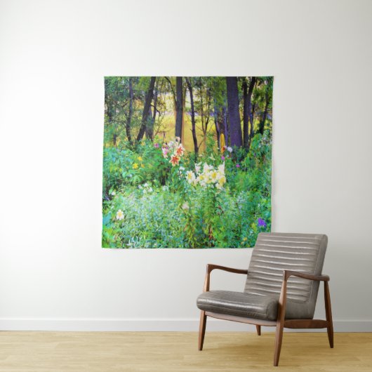 私のRubio Gardenでツリーリリーと明るい日の出 タペストリー (インサイチュ)