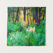 私のRubio Gardenでツリーリリーと明るい日の出 タペストリー (正面)