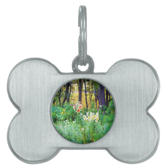 私のRubio Gardenでツリーリリーと明るい日の出 ペットネームタグ (正面)