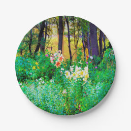 私のRubio Gardenでツリーリリーと明るい日の出 ペーパープレート