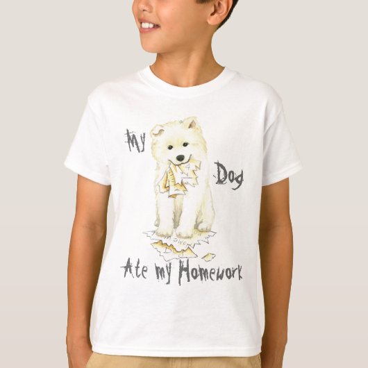 私のSamoyedは私の宿題を食べました Tシャツ (正面)